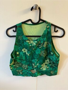 aerie Green Floral Tie-Back Crop Tank